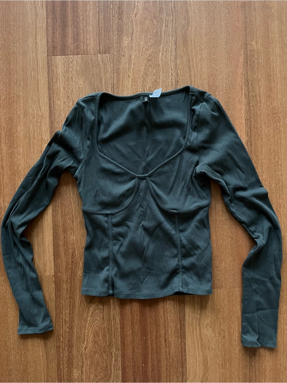 Ribbed Long Sleeve Scoop Neck Top